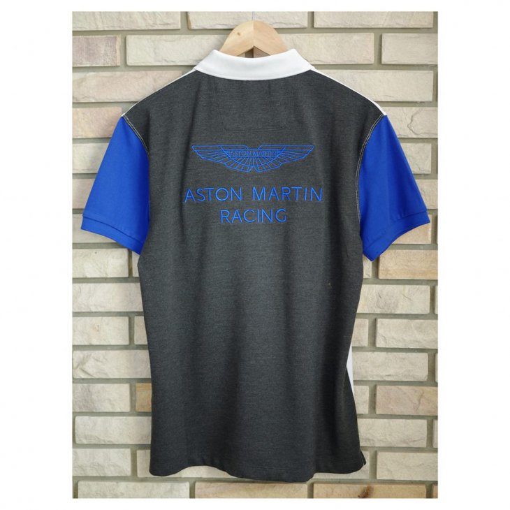 HACKETT ASTON MARTIN RACING Duo-tone cotton-blend short-sleeved polo shirt