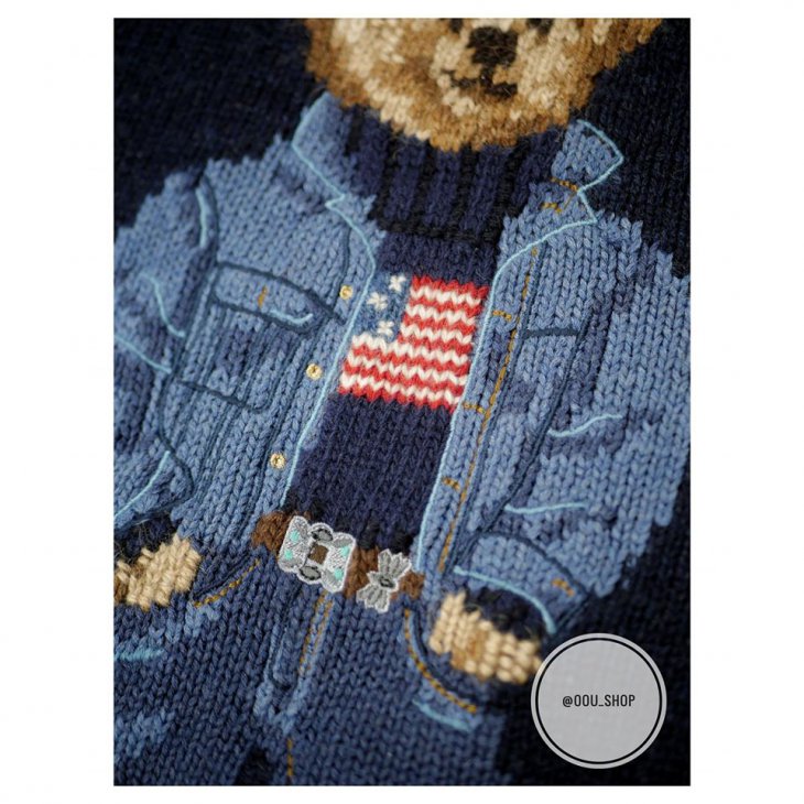 POLO RALPH LAUREN DENIM BEAR WOOL SWEATER