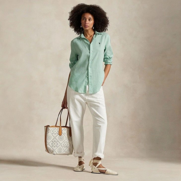 POLO RALPH LAUREN WOMEN CLASSIC FIT LINEN SHIRT