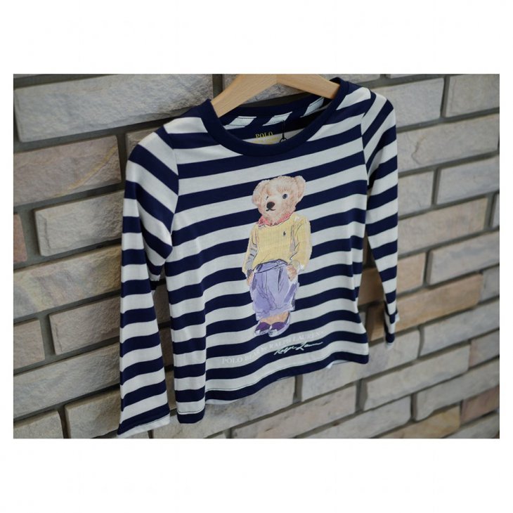 POLO RALPH LAUREN STRIPED POLO BEAR KIDS T-SHIRT