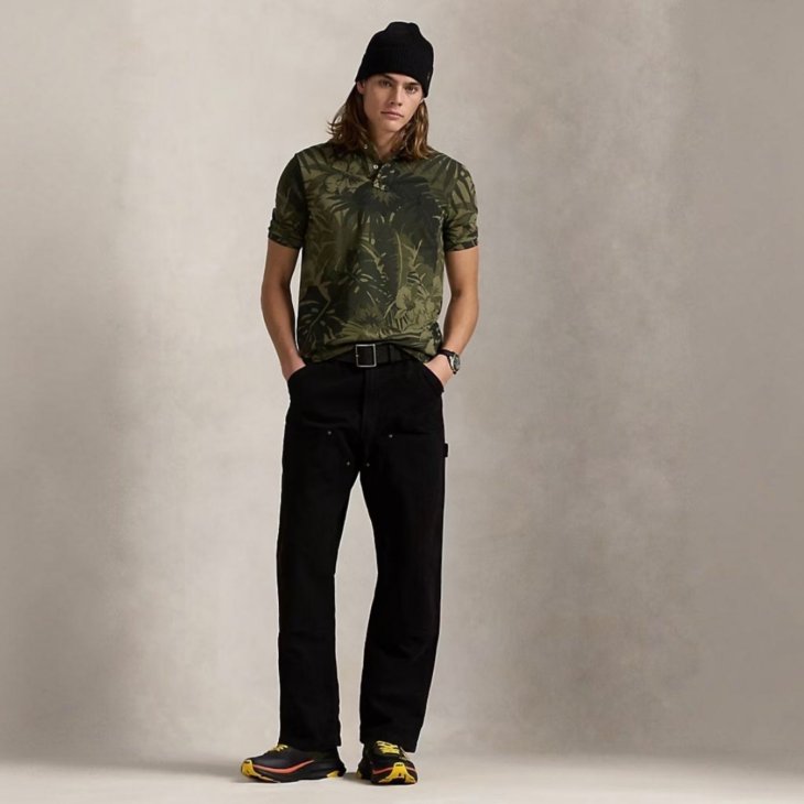 POLO RALPH LAUREN CUSTOM SLIM FIT PALM CAMO MESH POLO SHIRT