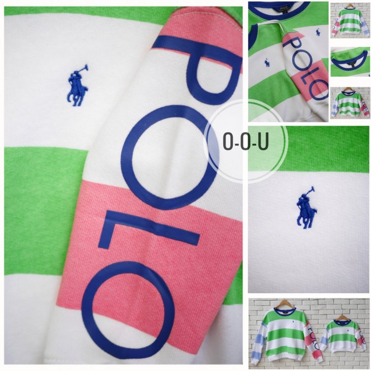 POLO RALPH LAUREN GIRLS STRIPED FLEECE SWEATSHIRT