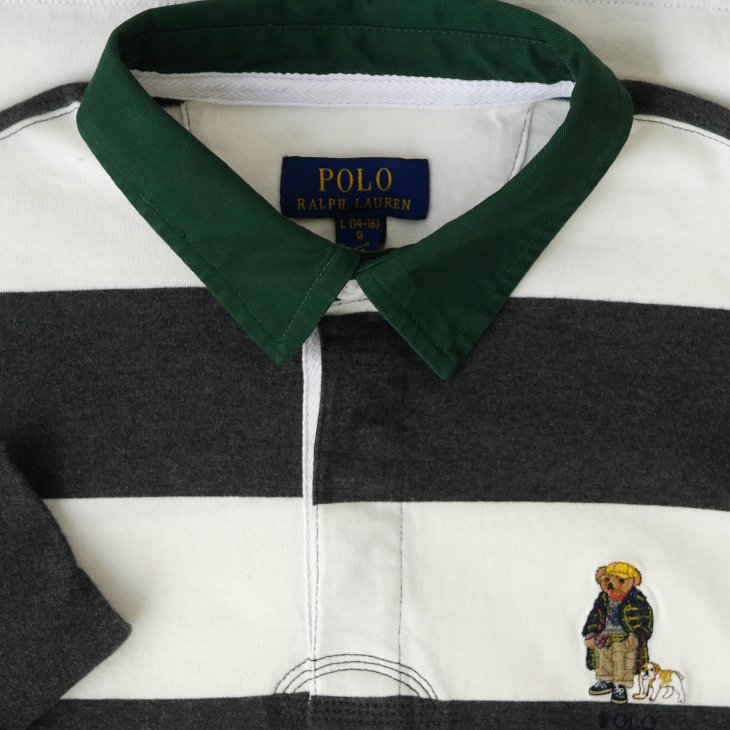 POLO RALPH LAUREN BOYS POLO BEAR COTTON RUGBY SHIRT