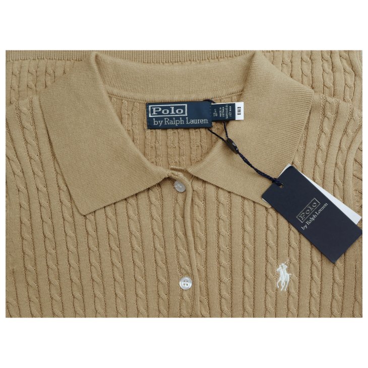 POLO RALPH LAUREN WOMEN COTTON CABLE KNIT POLO SHIRT