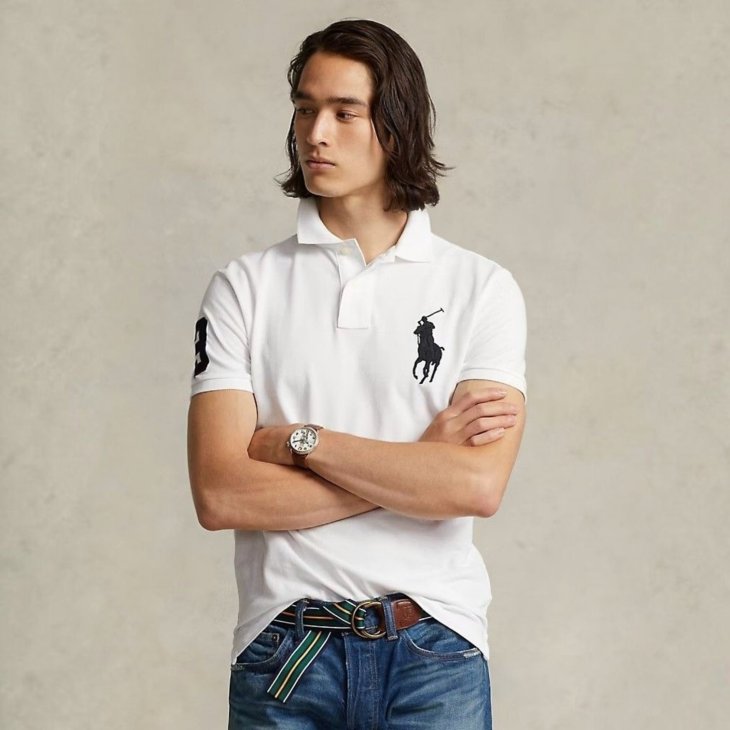 POLO RALPH LAUREN CUSTOM SLIM FIT BIG PONY MESH POLO SHIRT