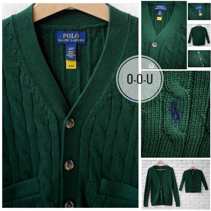 POLO RALPH LAUREN KIDS CABLE-KNIT COTTON V-NECK CARDIGAN