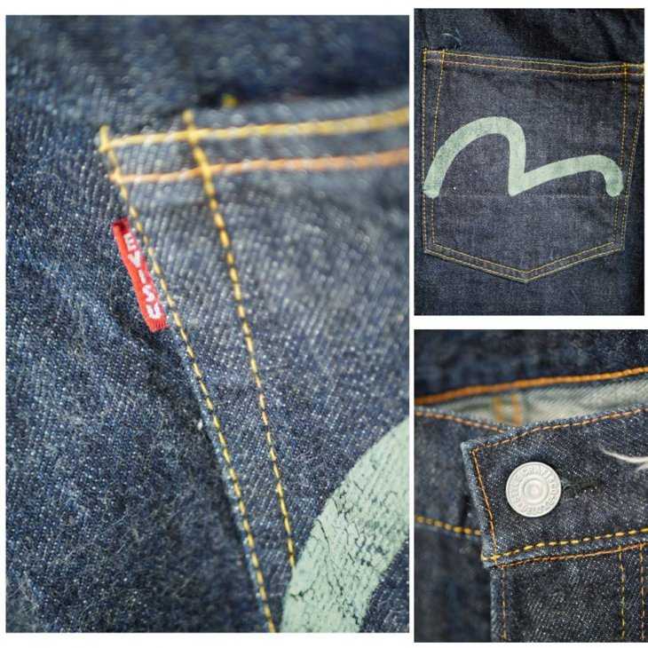 EVISU NO1 2001 COLOR PAINT SEA GULL JEANS MADE IN JAPAN