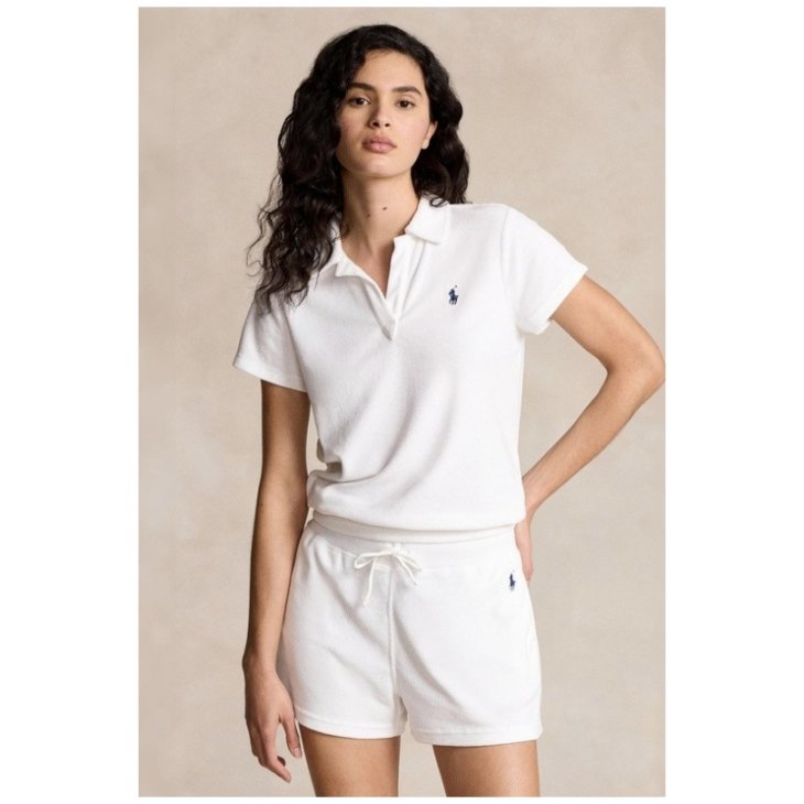 POLO RALPH LAUREN WOMEN SHRUNKEN FIT TERRY POLO SHIRT