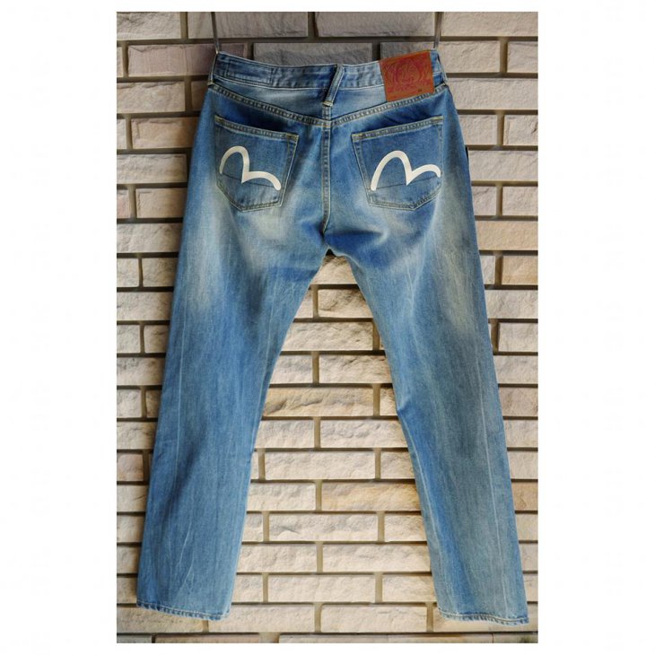 EVISU KURO SLIM-FIT PATCH MENDED DENIM JEANS