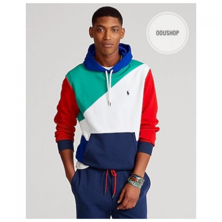 POLO RALPH LAUREN COLOR-BLOCKED DOUBLE-KNIT HOODIE