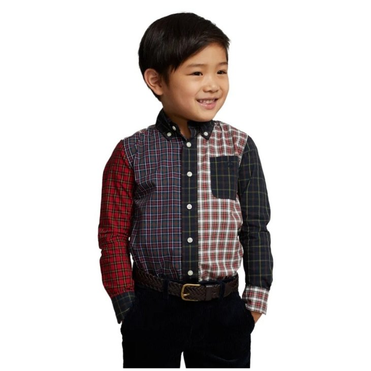 POLO RALPH LAUREN KIDS PLAID COTTON POPLIN FUN SHIRT