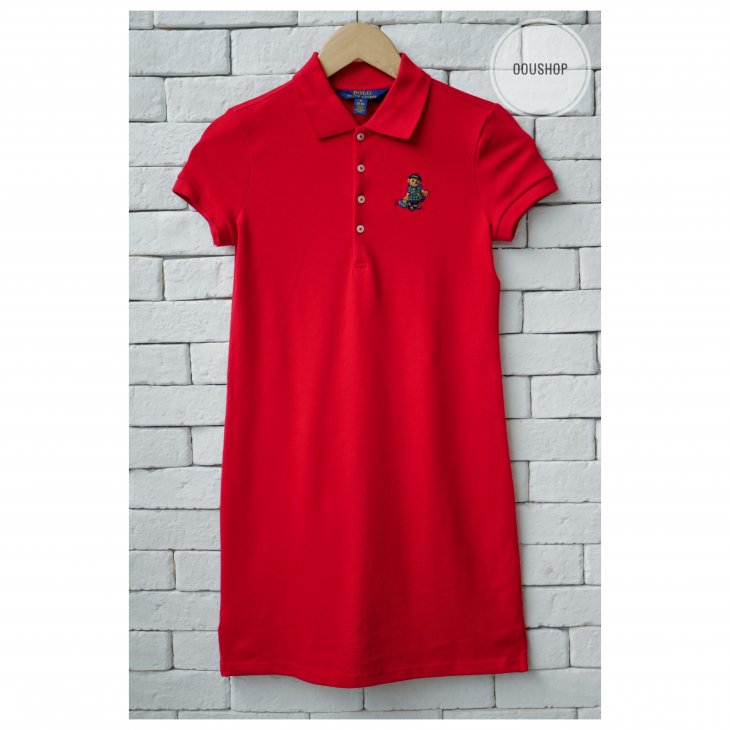 POLO RALPH LAUREN POLO BEAR GIRLS STRETCH MESH POLO DRESS