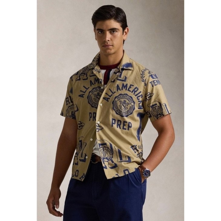 POLO RALPH LAUREN CLASSIC FIT COTTON LINEN CAMP SHIRT