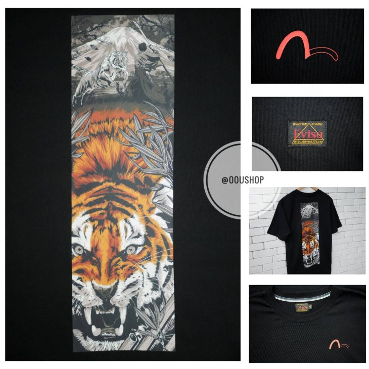 EVISU SAMURAI AND TIGER PRINT T-SHIRT
