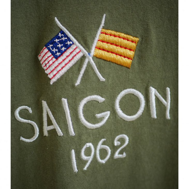 TOYOENTERPRISE TAILOR TOYO MEN\\\'S EMBROIDERED SAIGON 1962 VIETNAM POCKET T-SHIRT