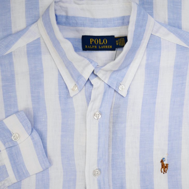 POLO RALPH LAUREN CUSTOM FIT STRIPED LINEN SHIRT