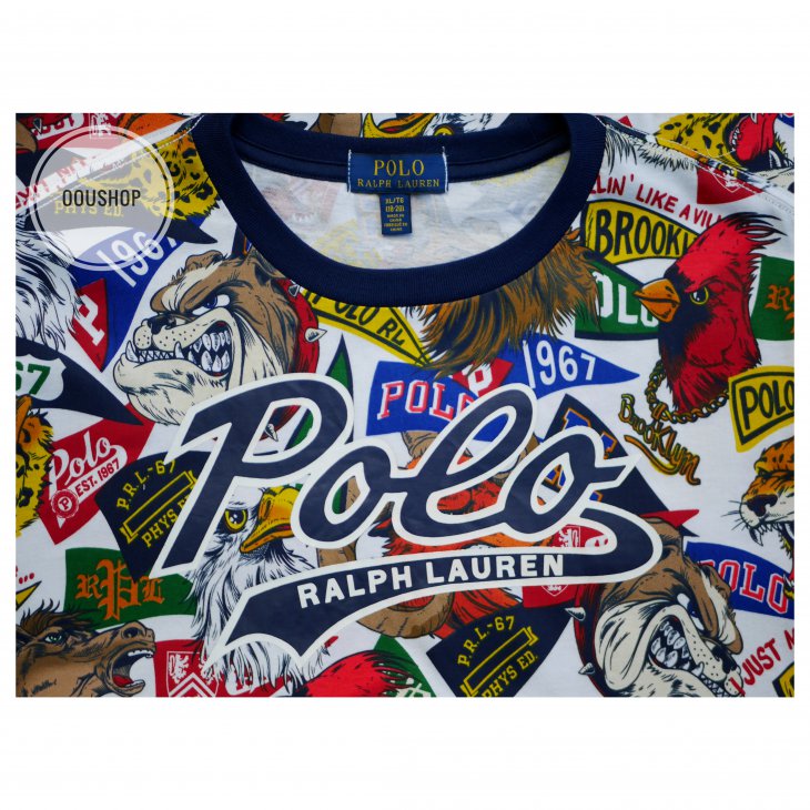 POLO RALPH LAUREN BOYS COTTON YALE 2 VARSITY  PENNANT T-SHIRT