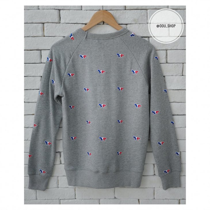 MAISON KITSUNE ALL-OVER TRICOLOR FOX EMBROIDERY WOMEN SWEATSHIRT