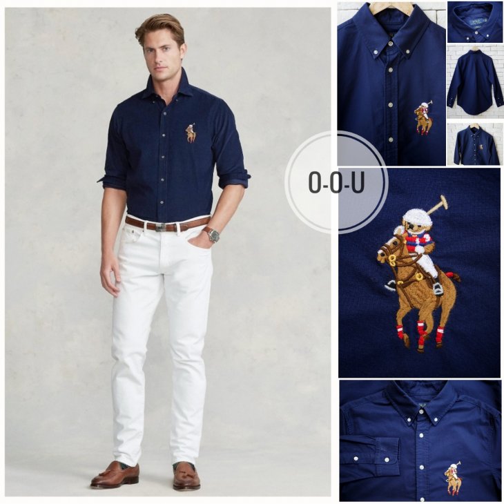 POLO RALPH LAUREN  CUSTOM FIT POLO BEAR OXFORD SHIRT