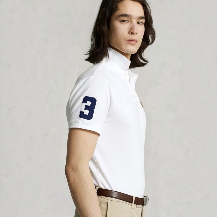 POLO RALPH LAUREN CUSTOM SLIM FIT TRIPLE PONY POLO SHIRT