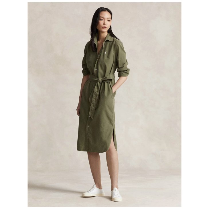POLO RALPH LAUREN BELTED COTTON OXFORD SHIRTDRESS
