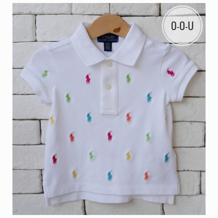 POLO RALPH LAUREN ALLOVER PONY KIDS COTTON MESH POLO SHIRT