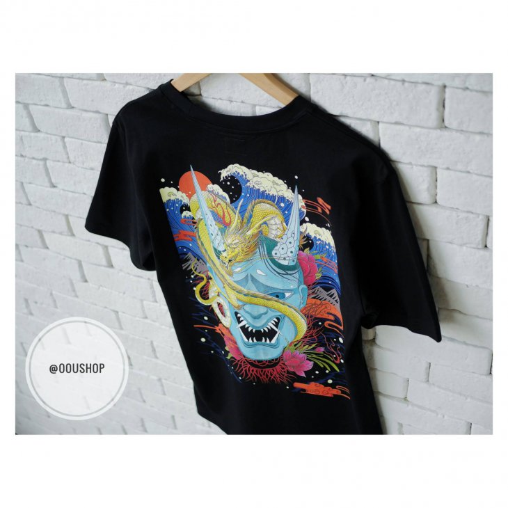 EVISU HANNYA AND DRAGON PRINT T-SHIRT