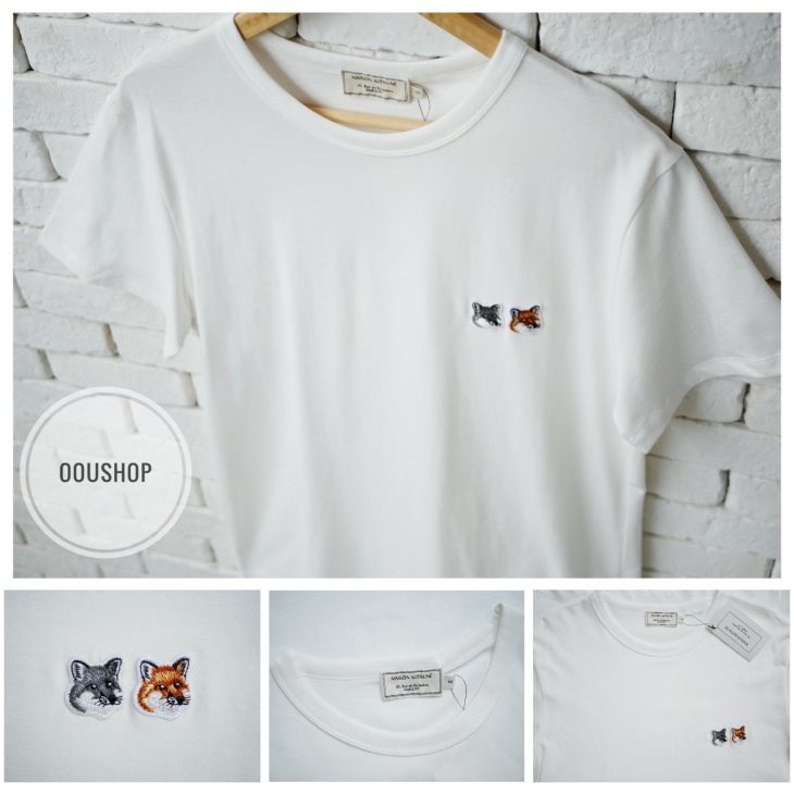 MAISON KITSUNE TEE-SHIRT DOUBLE FOX HEAD PATCH