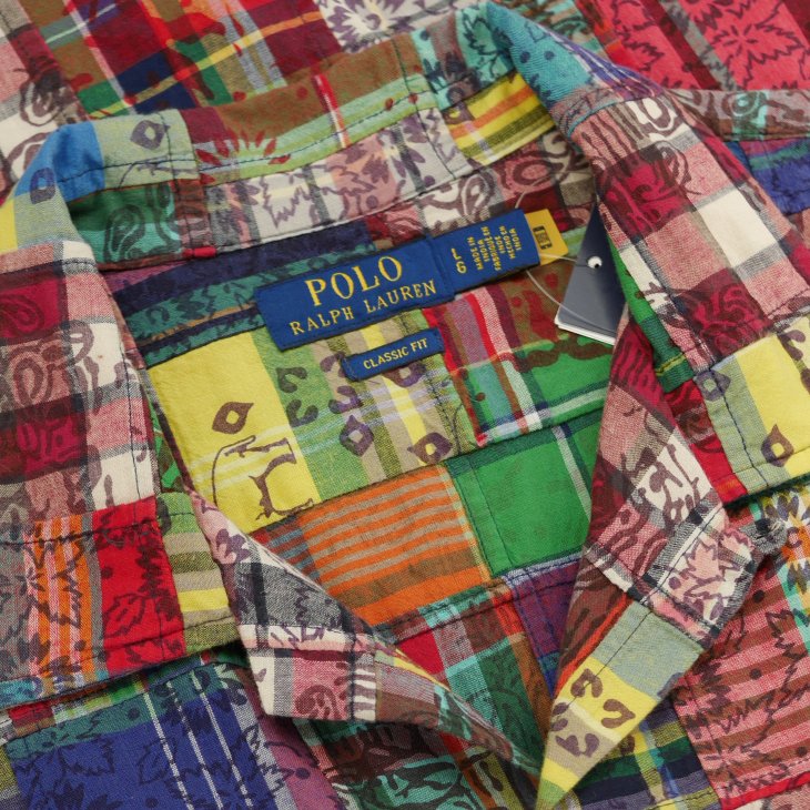 POLO RALPH LAUREN CLASSIC FIT PATCHWORK MADRAS CAMP SHIRT