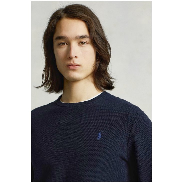 POLO RALPH LAUREN MESH KNIT COTTON CREWNECK SWEATER