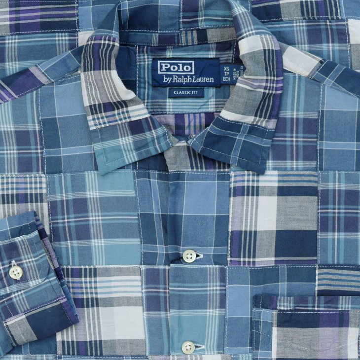 POLO RALPH LAUREN CLASSIC FIT PATCHWORK MADRAS CAMP SHIRT