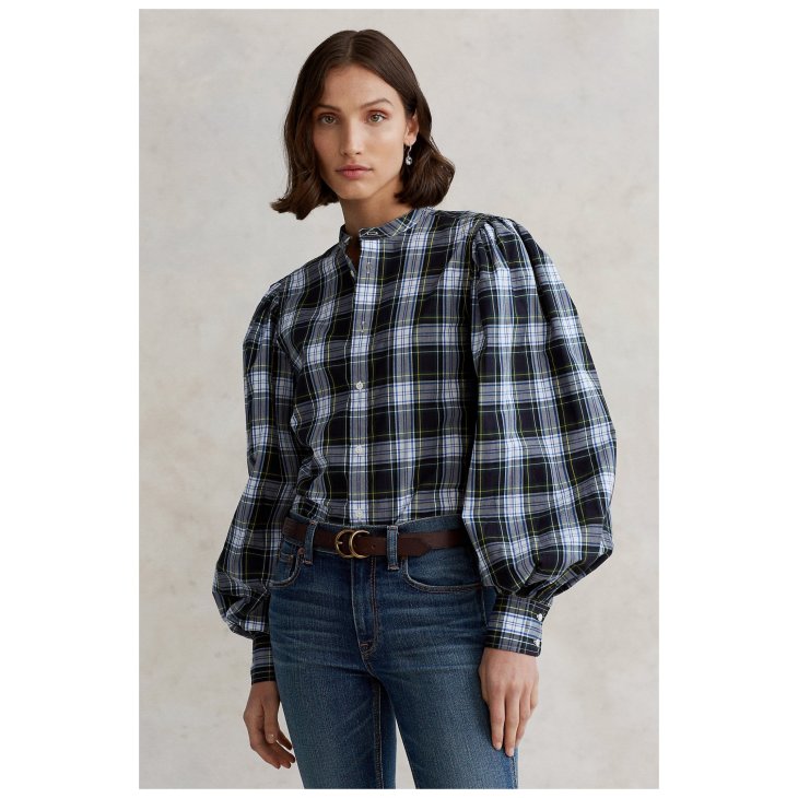 POLO RALPH LAUREN PUFF SLEEVE CHECKED SHIRT