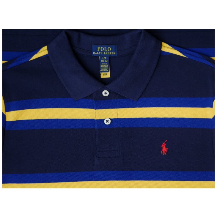 POLO RALPH LAUREN BOYS STRIPED COTTON MESH POLO SHIRT