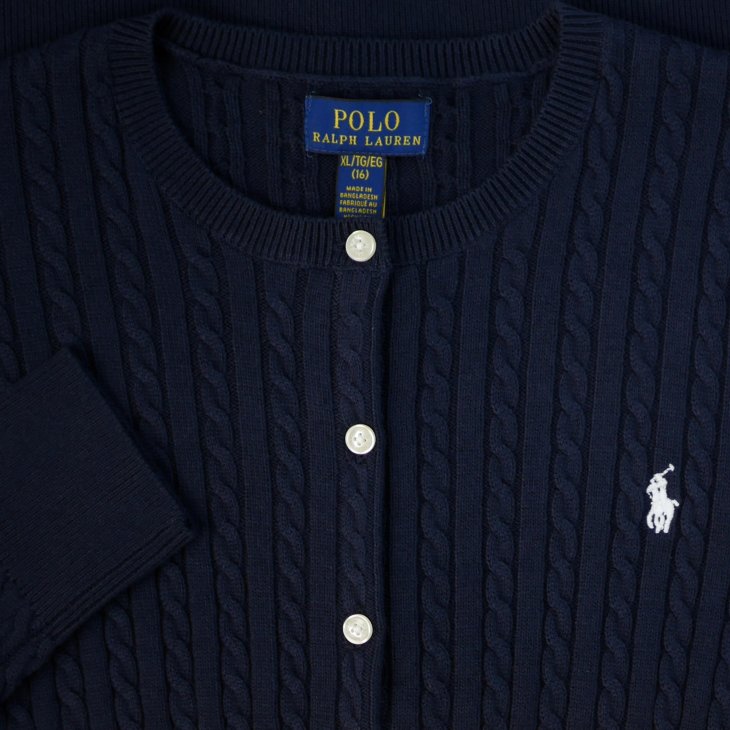 POLO RALPH LAUREN GIRLS MINI-CABLE COTTON CARDIGAN
