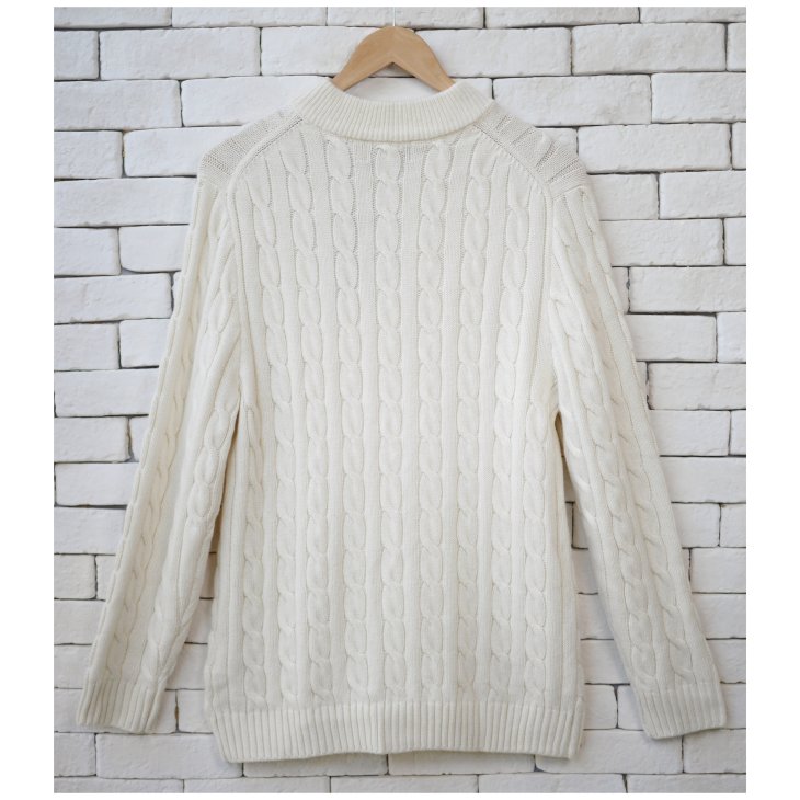 POLO RALPH LAUREN CABLE KNIT COTTON QUARTER ZIP SWEATER