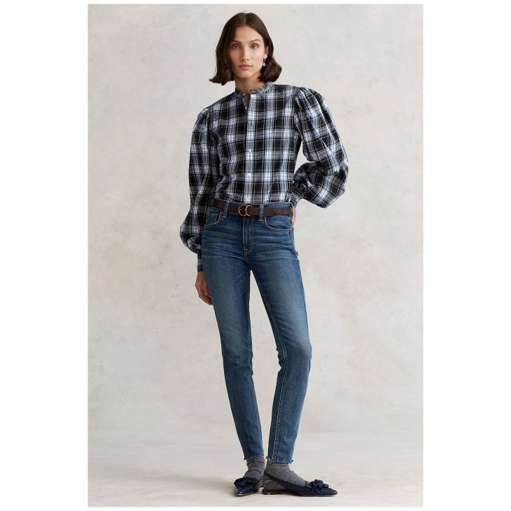 POLO RALPH LAUREN PUFF SLEEVE CHECKED SHIRT