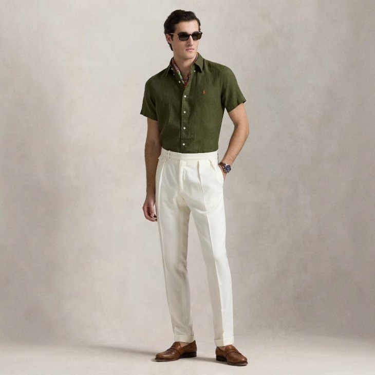 POLO RALPH LAUREN CUSTOM SLIM FIT LINEN SHIRT