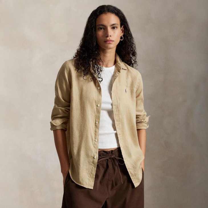 POLO RALPH LAUREN WOMEN CLASSIC FIT LINEN SHIRT