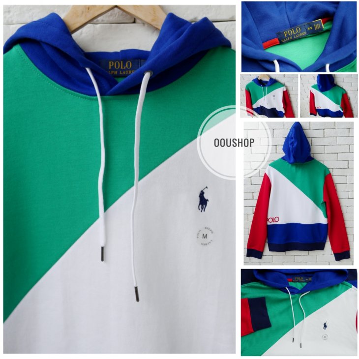 POLO RALPH LAUREN COLOR-BLOCKED DOUBLE-KNIT HOODIE