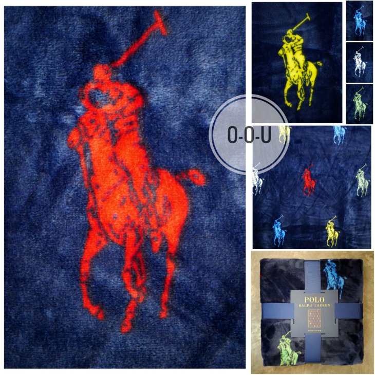 POLO RALPH LAUREN ALL OVER PONY THROW BLANKET