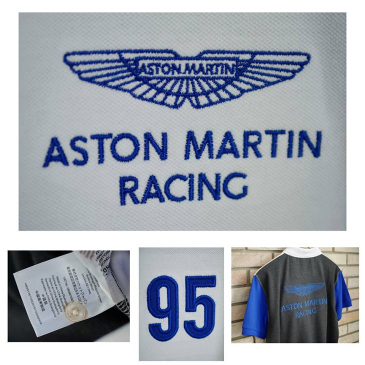HACKETT ASTON MARTIN RACING Duo-tone cotton-blend short-sleeved polo shirt