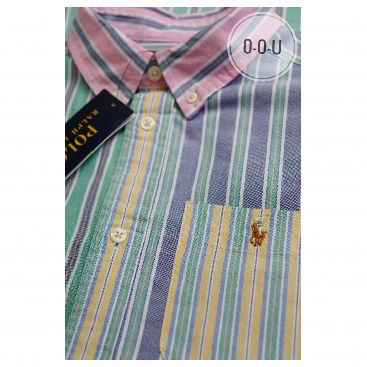 POLO RALPH LAUREN BOYS STRIPED COTTON OXFORD SHORT-SLEEVE SHIRT