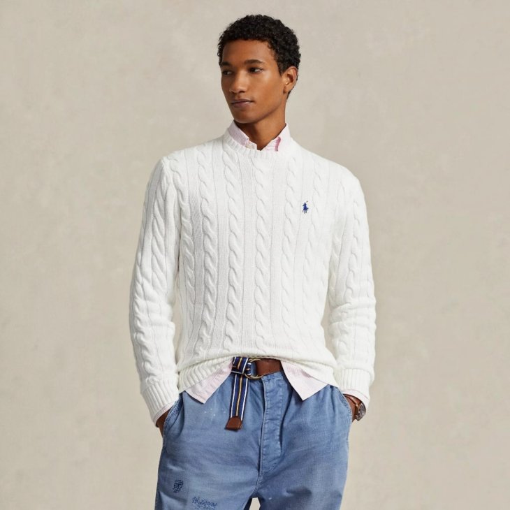 POLO RALPH LAUREN CABLE KNIT COTTON SWEATER