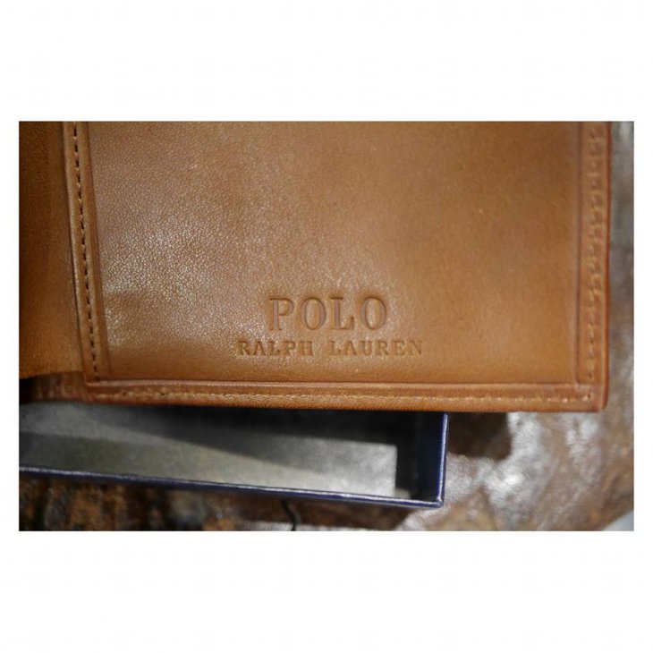 POLO RALPH LAUREN MEN\'S BROWN PEBBLE LEATHER WALLET