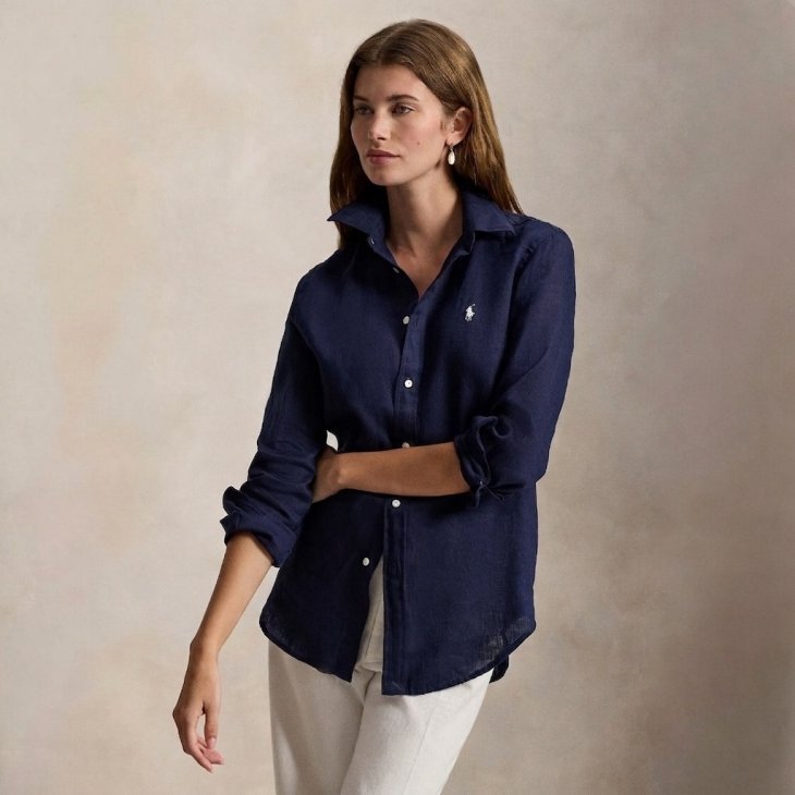 POLO RALPH LAUREN WOMEN CLASSIC FIT LINEN SHIRT