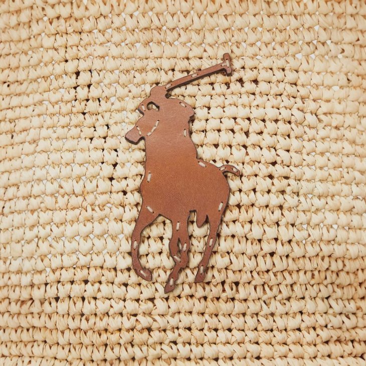 POLO RALPH LAUREN BIG PONY RAFFIA LARGE TOTE