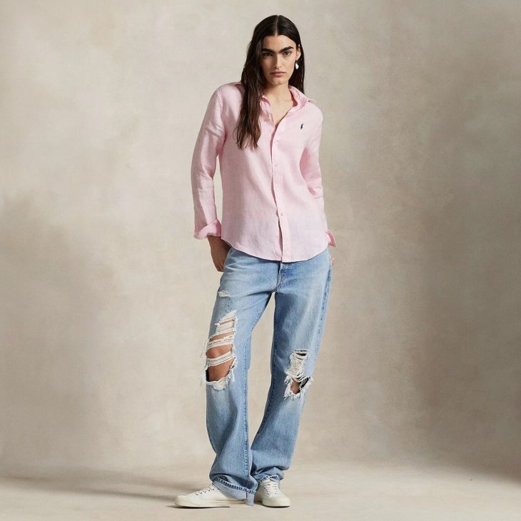 POLO RALPH LAUREN WOMEN CLASSIC FIT LINEN SHIRT