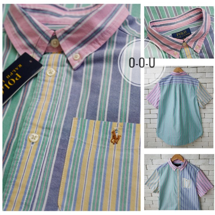 POLO RALPH LAUREN BOYS STRIPED COTTON OXFORD SHORT-SLEEVE SHIRT