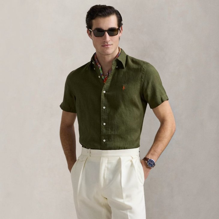 POLO RALPH LAUREN CUSTOM SLIM FIT LINEN SHIRT