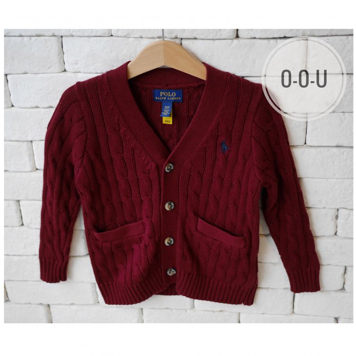 POLO RALPH LAUREN KIDS CABLE-KNIT COTTON V-NECK CARDIGAN